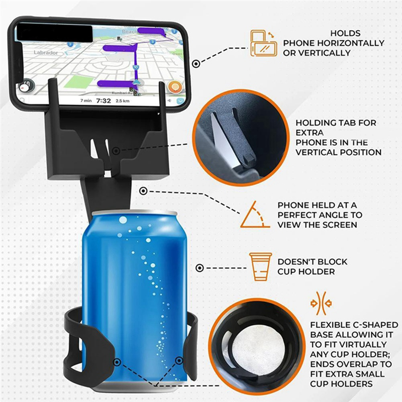 50% DE REMISE TEMPORAIRE | SipNHold™ | Support de téléphone et porte-gobelet 2-en-1 pour voiture