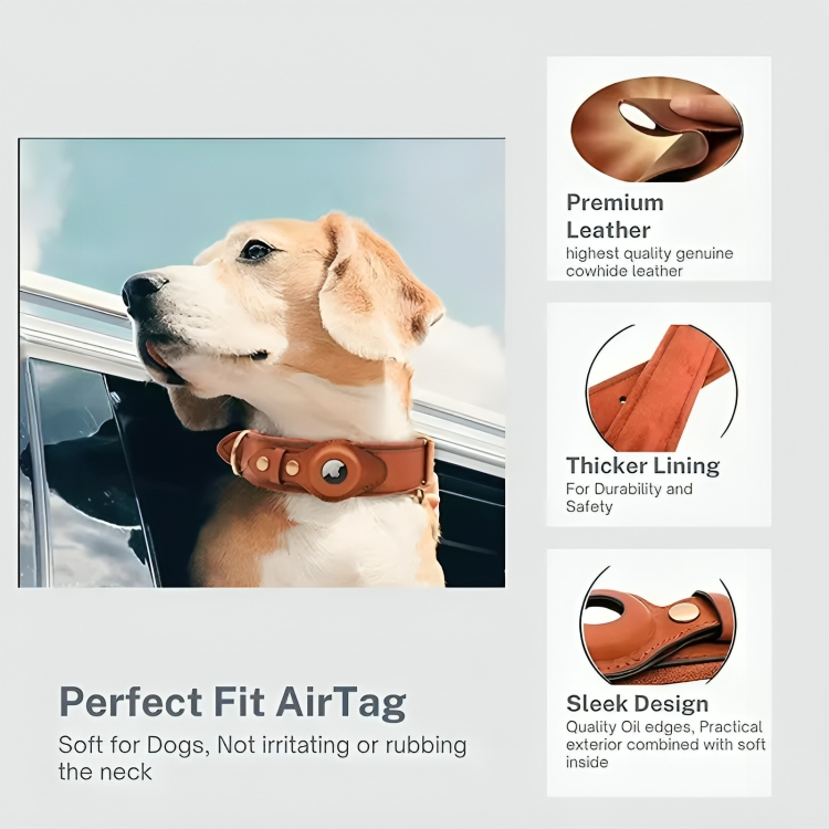 50% DE REMISE TEMPORAIRE | TrackTails™ | Collier pour chien en cuir avec pochette pour AirTag
