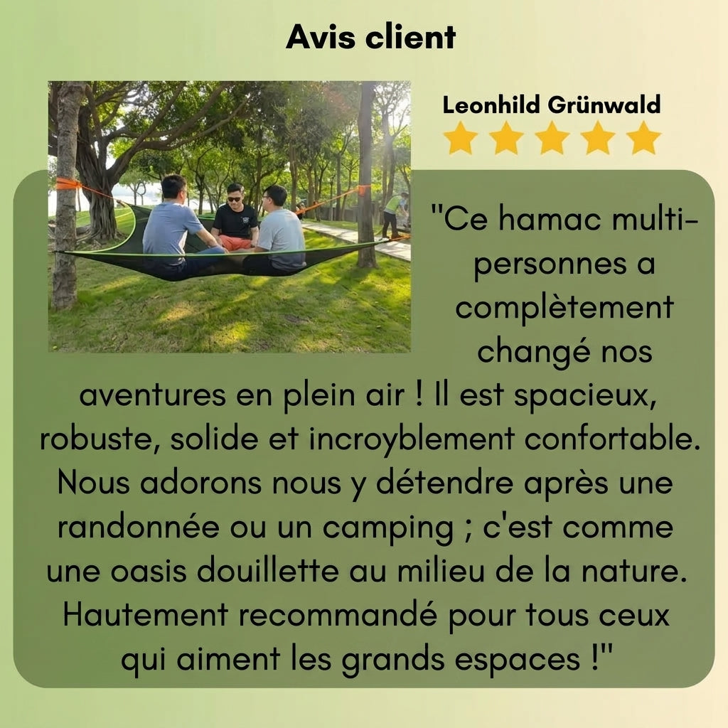 -50 % · OFFRE LIMITÉE · CozyCrew™ · Hamac pour plusieurs personnes