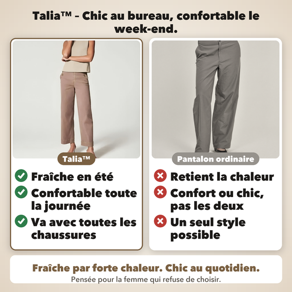 -50 % · OFFRE LIMITÉE · Talia · Des pantalons qui allient style et confort !