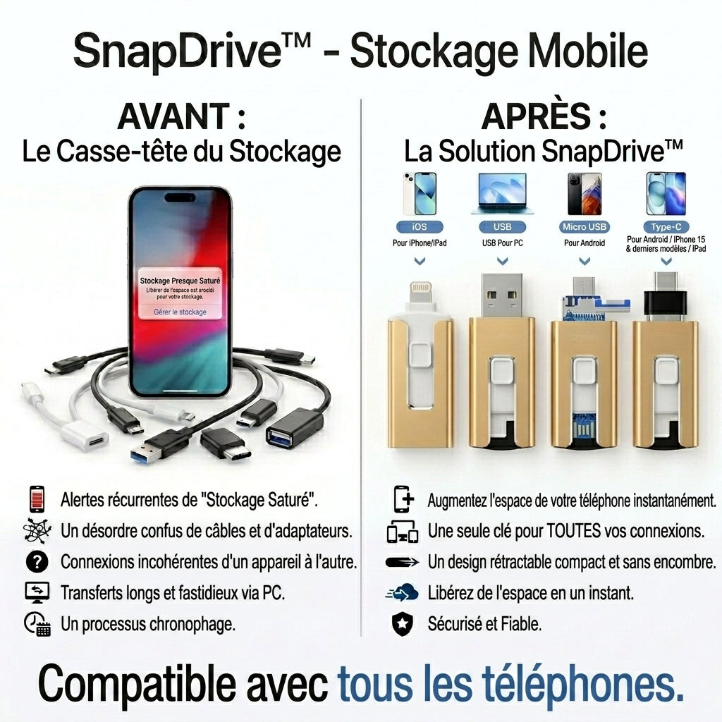 -50 % · OFFRE LIMITÉE · SnapDrive™ · Stockage mobile