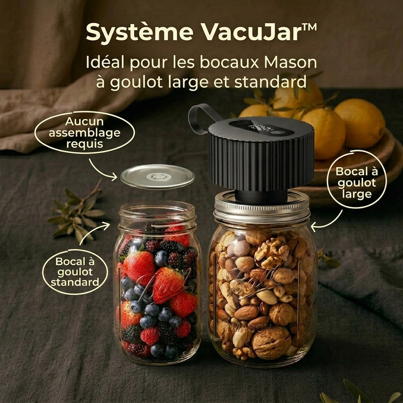 -50 % · OFFRE LIMITÉE · VacuJar™ · Verrou de Bocal
