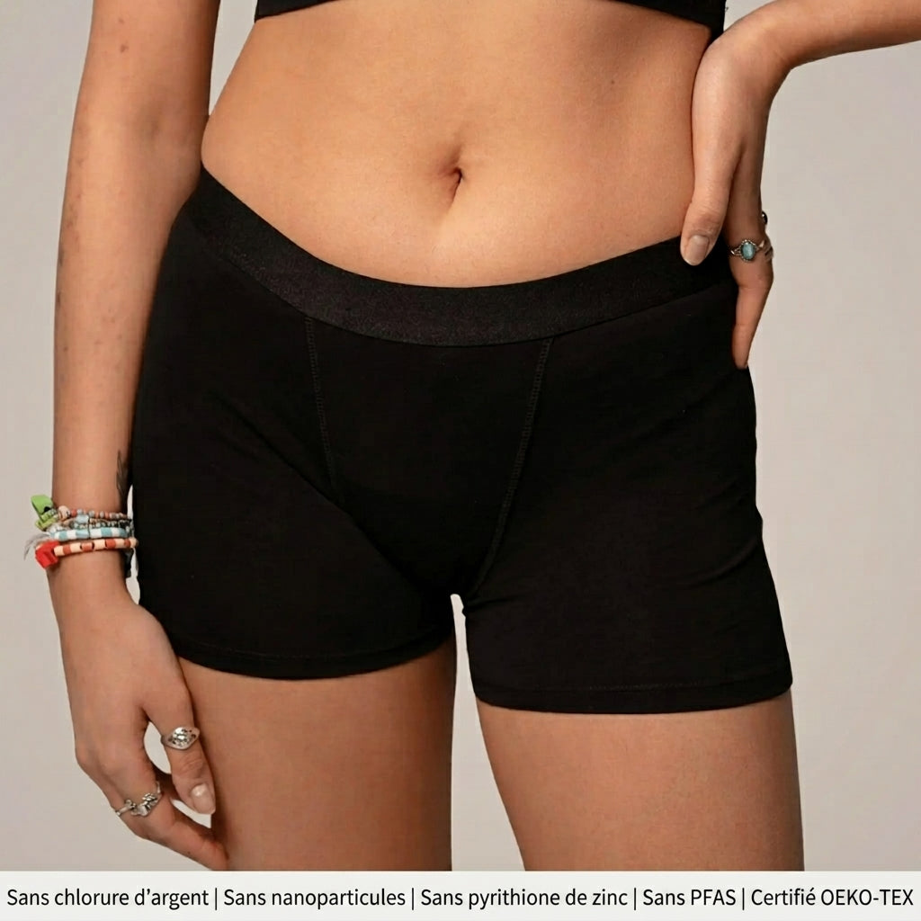 -50 % · OFFRE LIMITÉE · SecureFlow™ · Boxer Menstruel