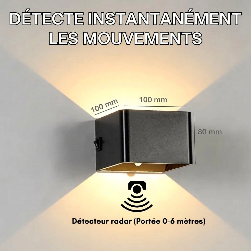 -50 % · OFFRE LIMITÉE · LuminaCube™ · L'applique murale sans fil au design luxueux !