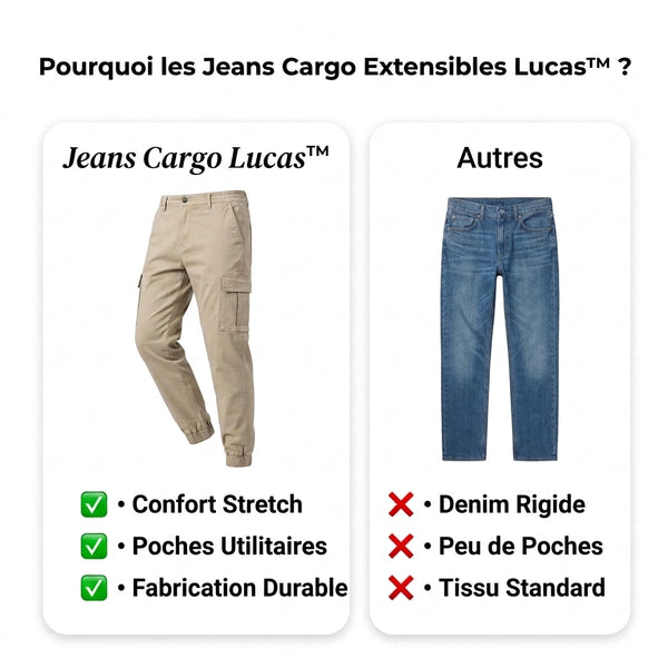 -60 % · OFFRE LIMITÉE · Lucas™ · Jean cargo extensible pour homme