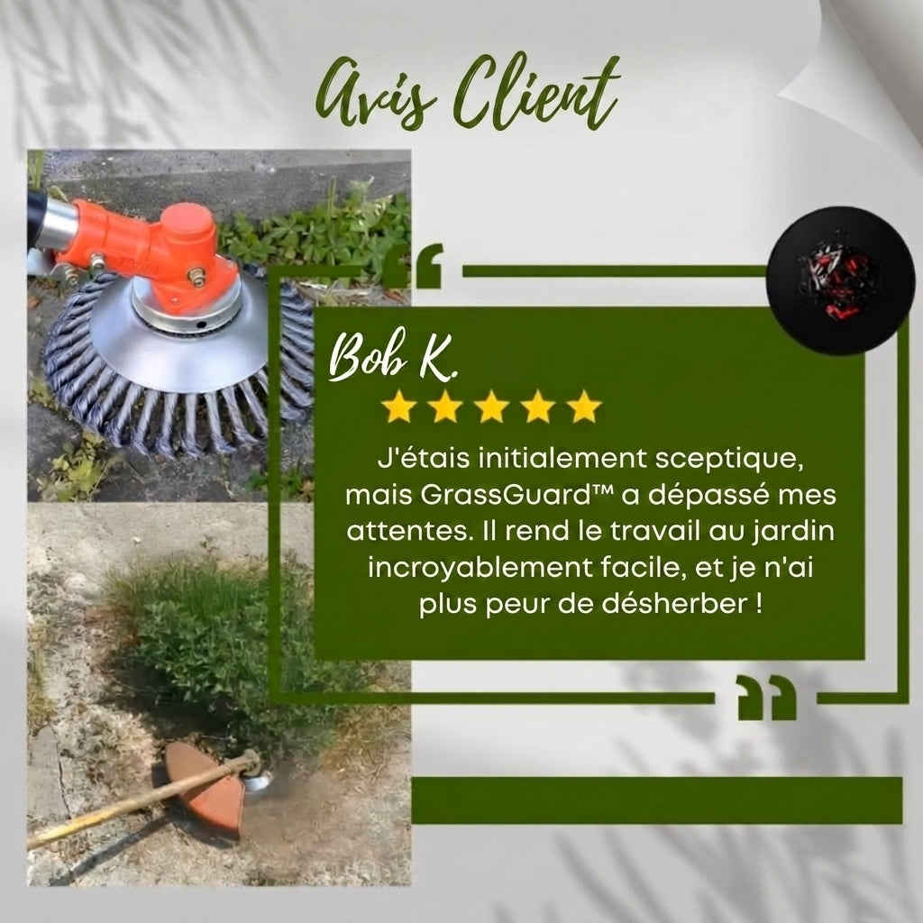 -50 % · OFFRE LIMITÉE · GrassGuard™ · Désherbez en un rien de temps !