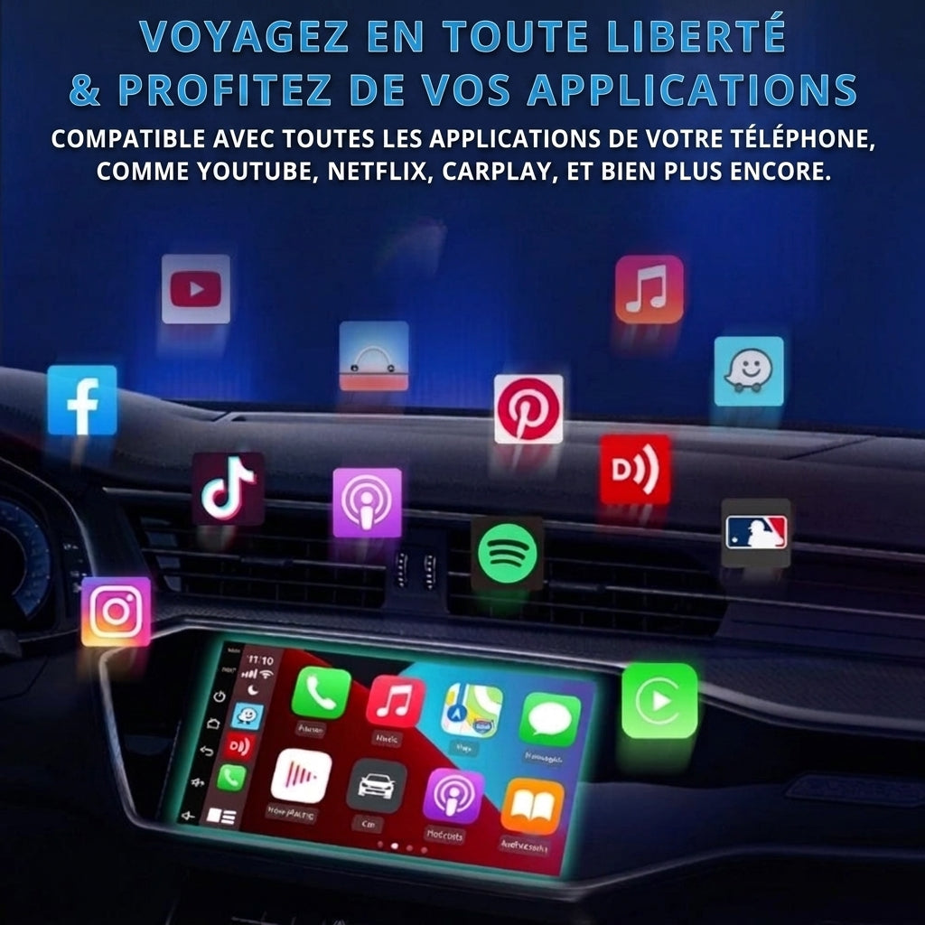 -50 % · OFFRE LIMITÉE · CarSync™ · Dongle voiture compatible avec tous les véhicules !