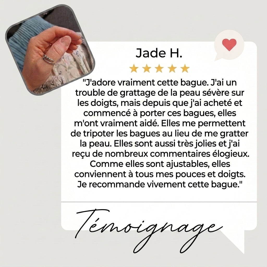 1+1 OFFERT · AUJOURD'HUI · CalmComfort™ · Bague anti-stress réglable