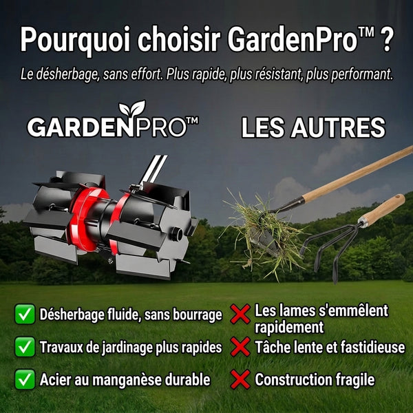 -50 % · OFFRE LIMITÉE · GardenPro™ · Retournez la terre en toute simplicité !