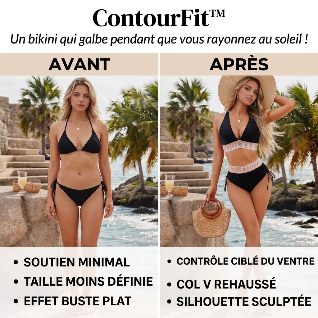 -50 % · OFFRE LIMITÉE · ContourFit™ · Un bikini qui sublime votre silhouette au soleil !