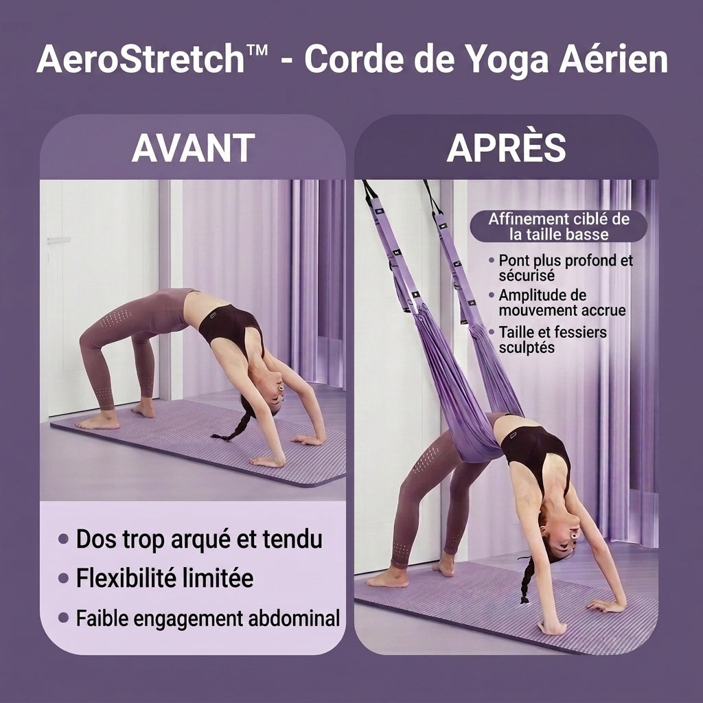 -50 % · OFFRE LIMITÉE · AeroStretch™ · Corde de yoga aérien