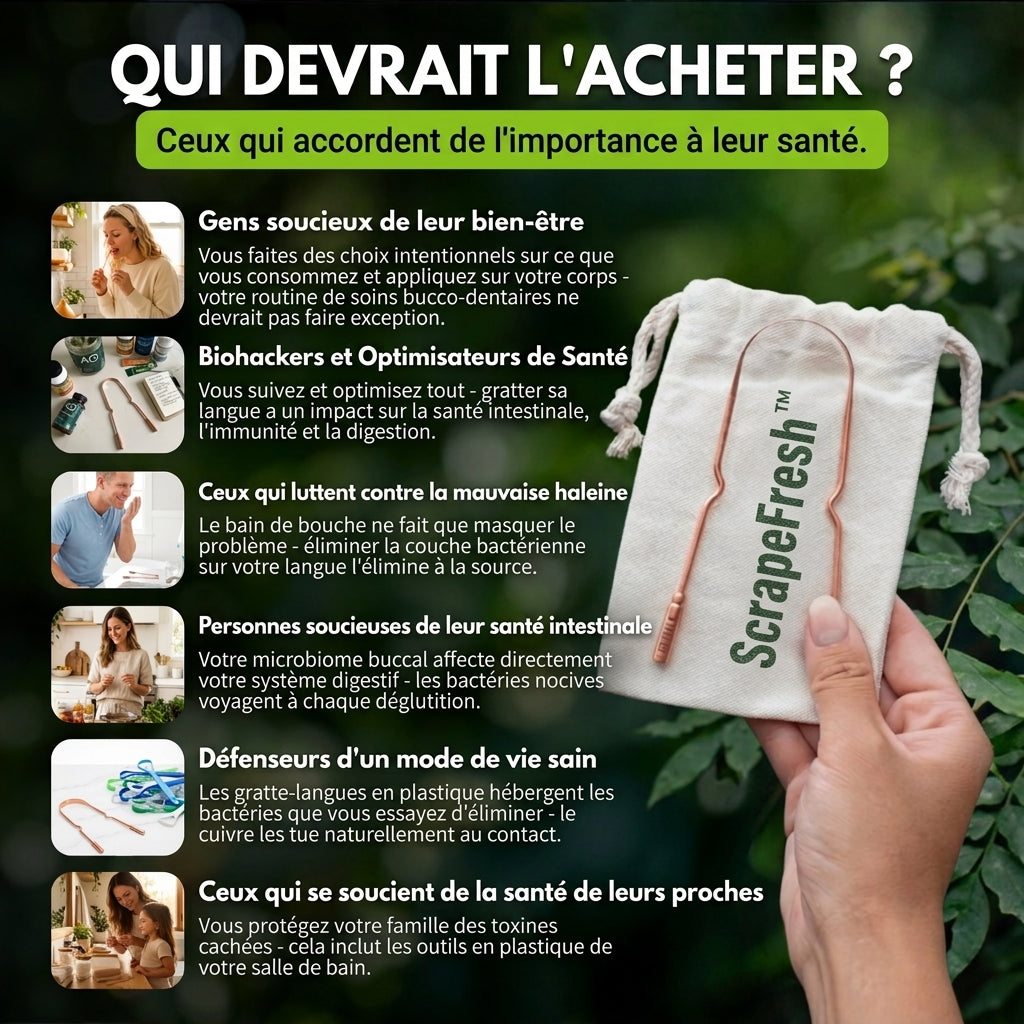 -50 % · OFFRE LIMITÉE · ScrapeFresh™ · Gratte-langue