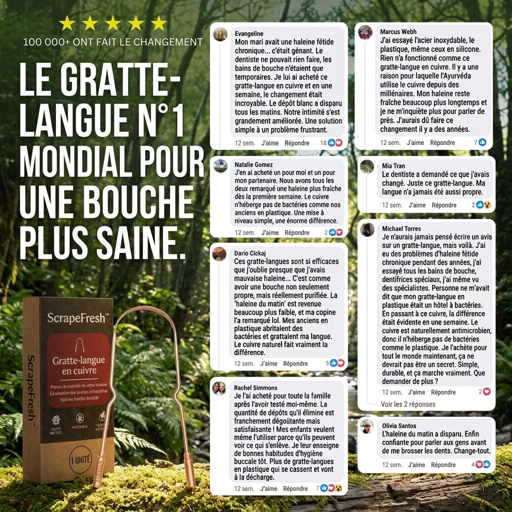 -50 % · OFFRE LIMITÉE · ScrapeFresh™ · Gratte-langue