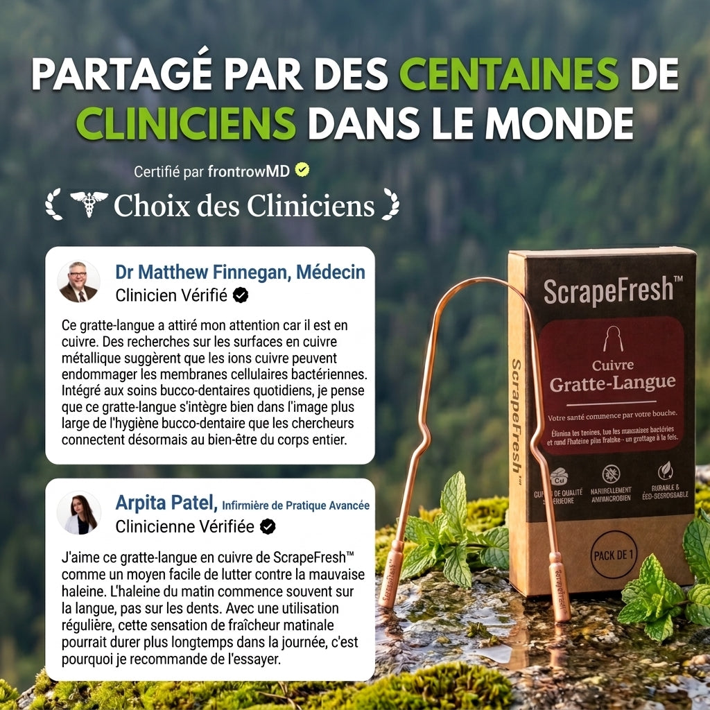 -50 % · OFFRE LIMITÉE · ScrapeFresh™ · Gratte-langue