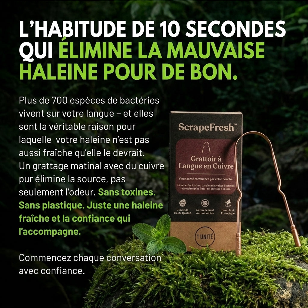 -50 % · OFFRE LIMITÉE · ScrapeFresh™ · Gratte-langue