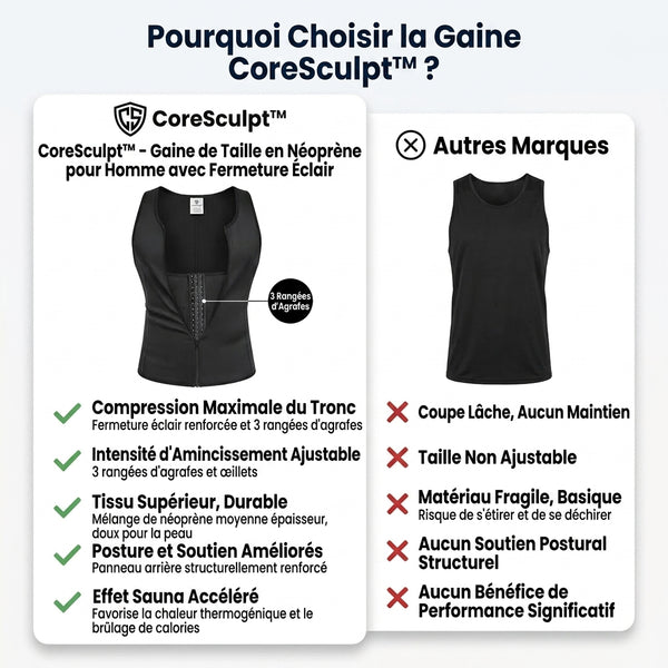 50 % DE REMISE TEMPORAIRE  CoreSculpt™ - Gilet gainant homme avec fermeture éclair pour amincisseme