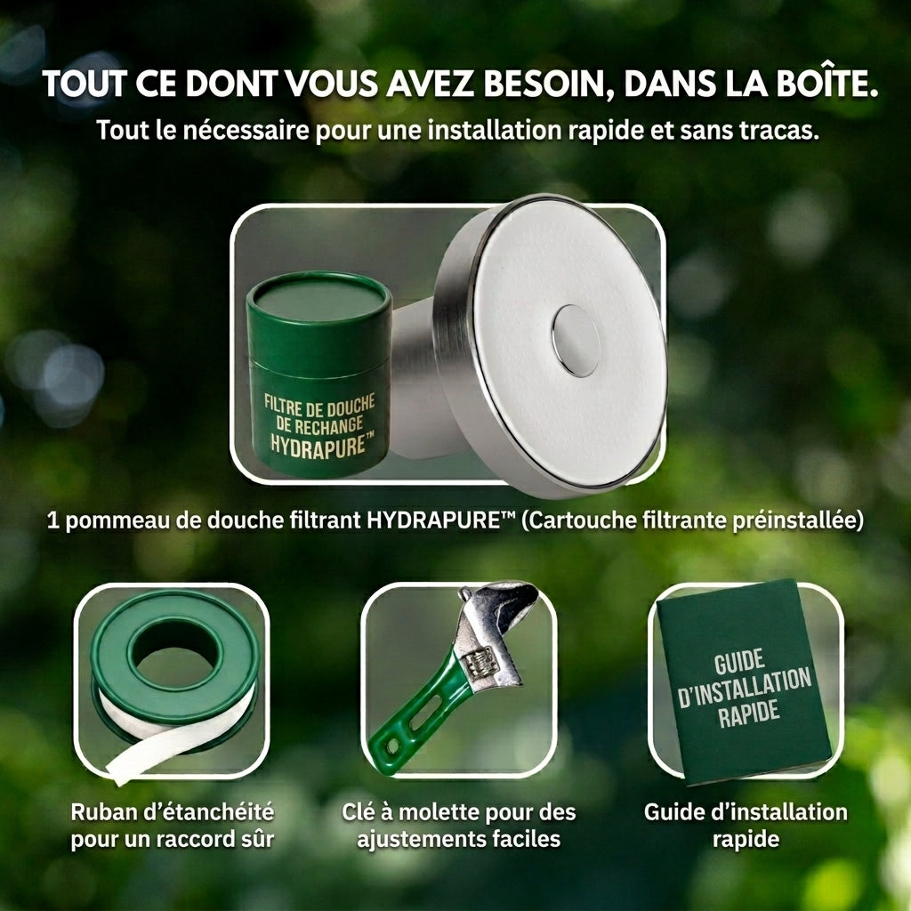 -50 % · OFFRE LIMITÉE · HydraPure™ · Pommeau de douche filtrant