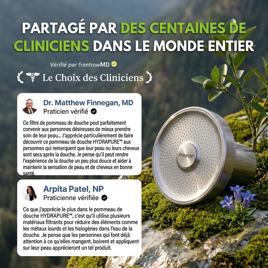 -50 % · OFFRE LIMITÉE · HydraPure™ · Pommeau de douche filtrant