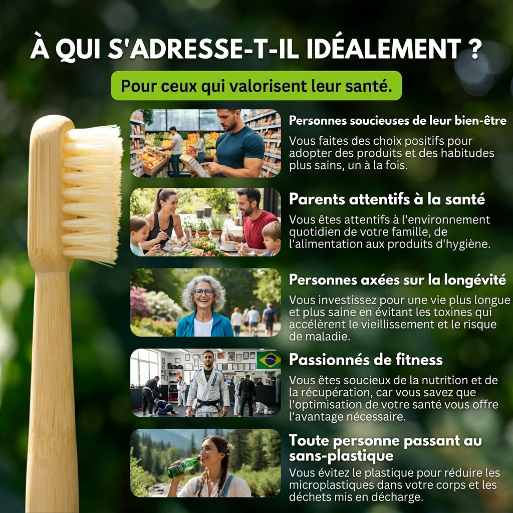 -50 % · OFFRE LIMITÉE · OralFresh™ · Brosse à dents en bambou