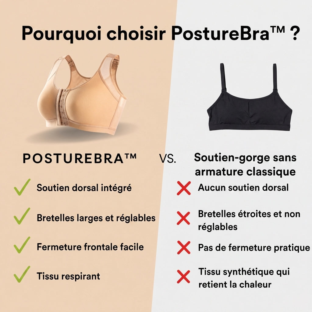 1+2 OFFERT · AUJOURD'HUI · PostureBra™ · Une meilleure posture, sans mal de dos !
