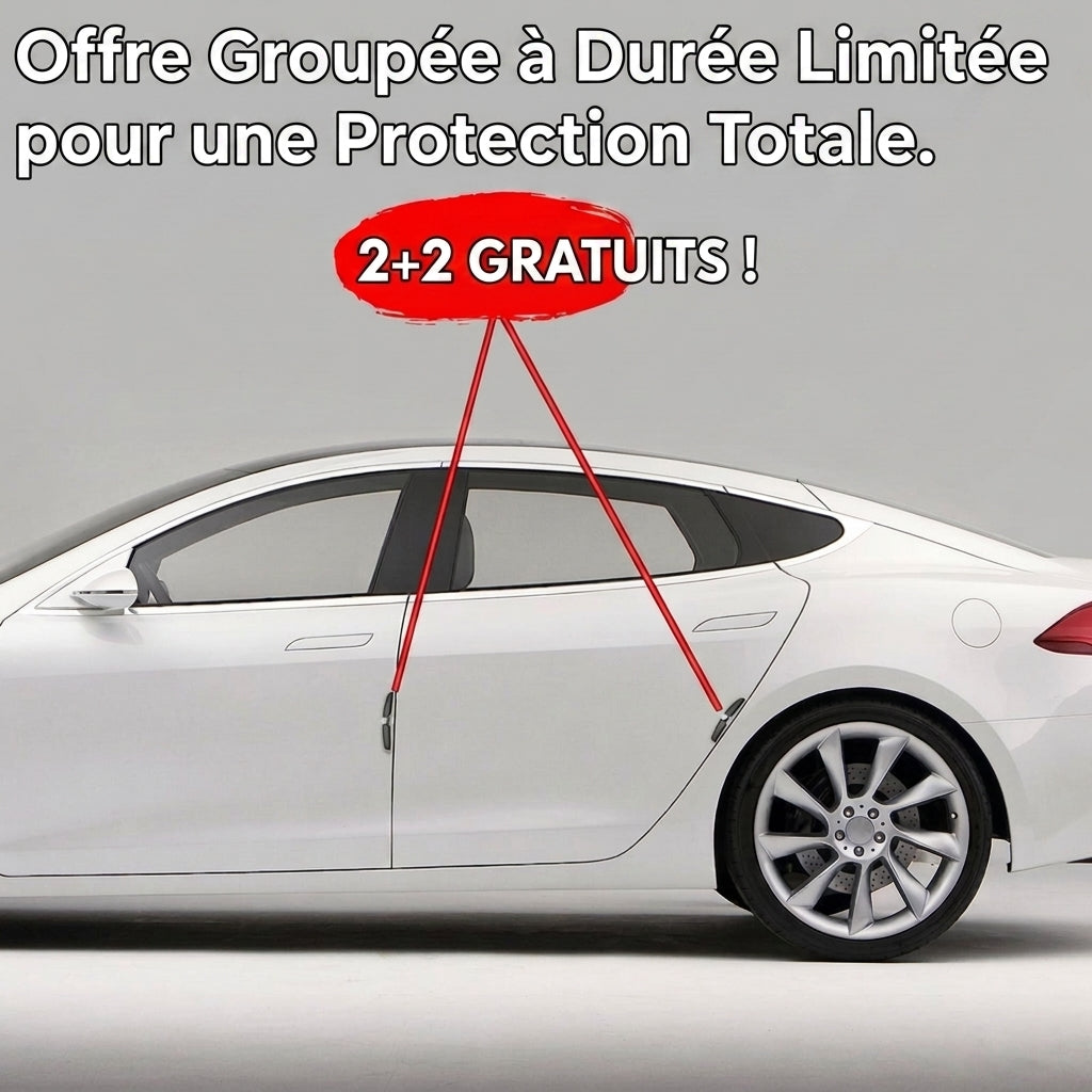 2+2 OFFERT · AUJOURD'HUI · DentDefender™ · Stoppe les coups de portière, avec le logo de votre voiture !