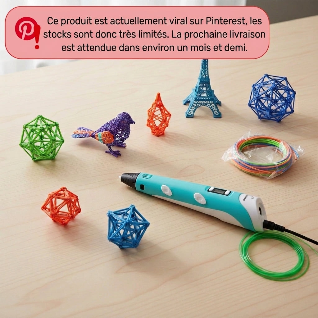 -50 % · OFFRE LIMITÉE · Draw3D™ · Stylo d'impression 3D