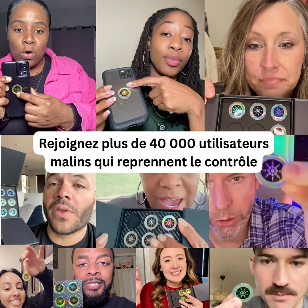 3+3 OFFERT · AUJOURD'HUI · WaveShield™ · Autocollants EMF