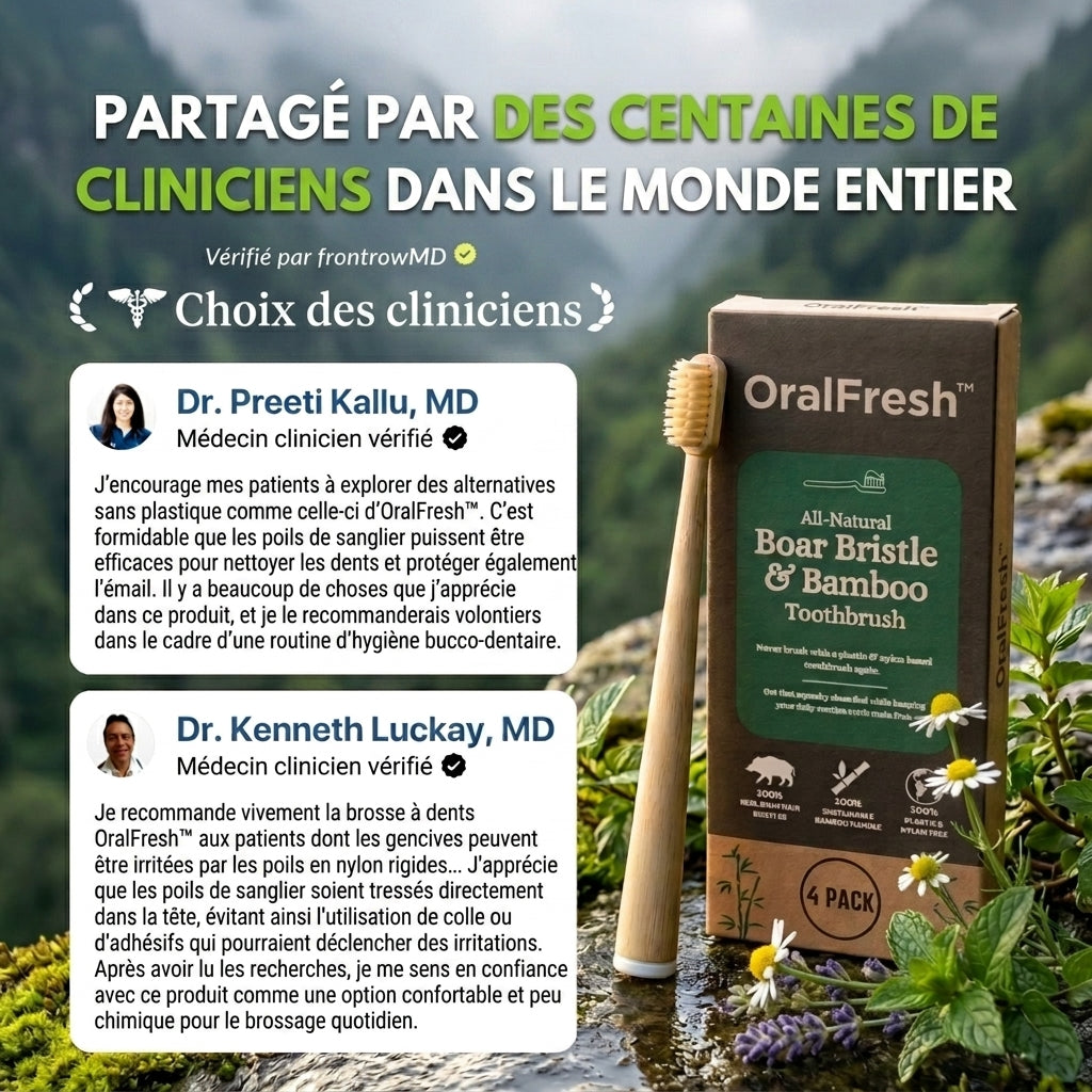 -50 % · OFFRE LIMITÉE · OralFresh™ · Brosse à dents en bambou