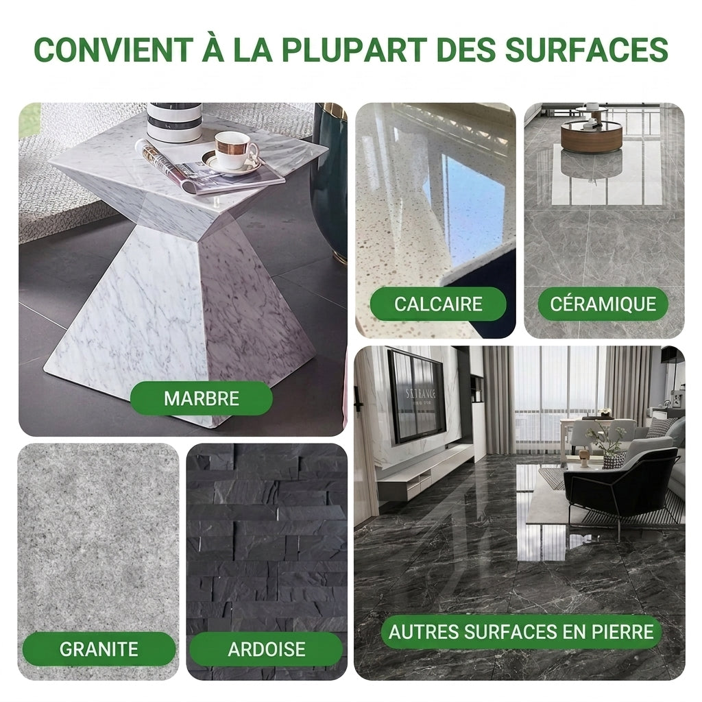 1+1 OFFERT · AUJOURD'HUI · SurfaceShine™ · Fini les surfaces en pierre ternes et usées !