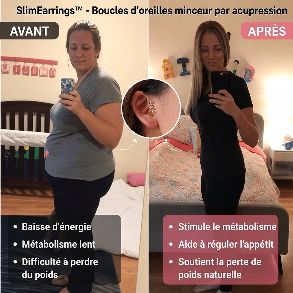 -50 % · OFFRE LIMITÉE · SlimEarrings™ · Boucles d'oreilles minceur par acupression