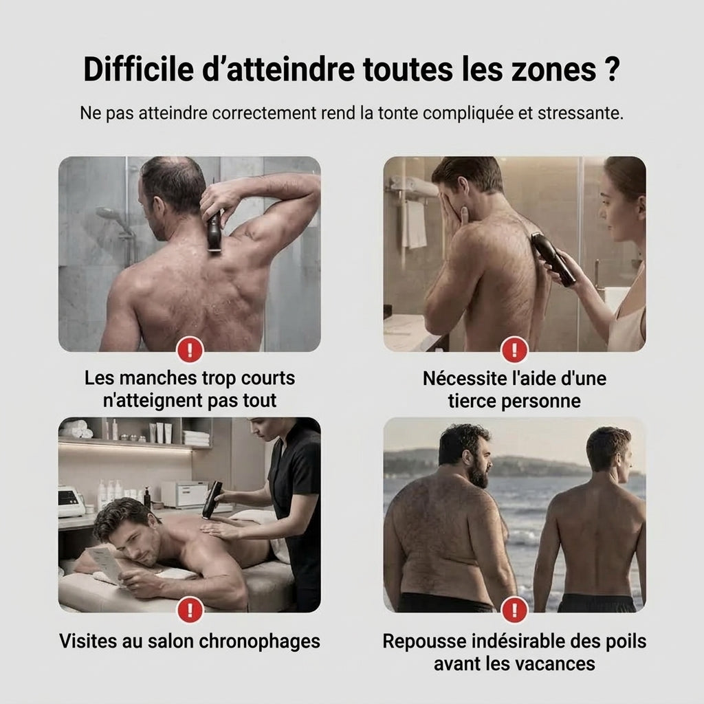 -50 % · OFFRE LIMITÉE · BackBlade™ · Tondeuse corps à manche extensible