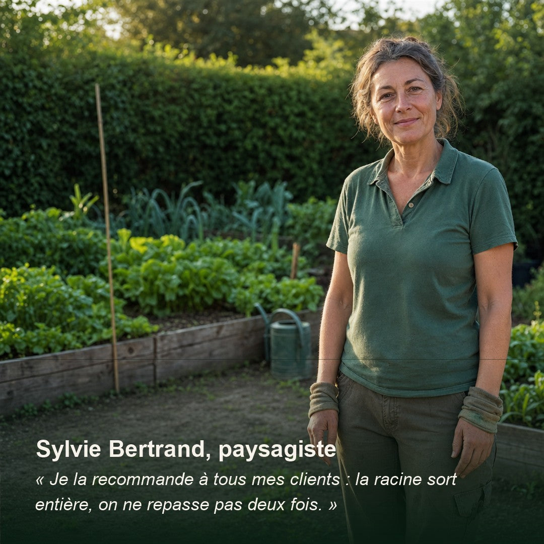 Sylvie Bertrand, paysagiste : je la recommande a tous mes clients, la racine sort entiere