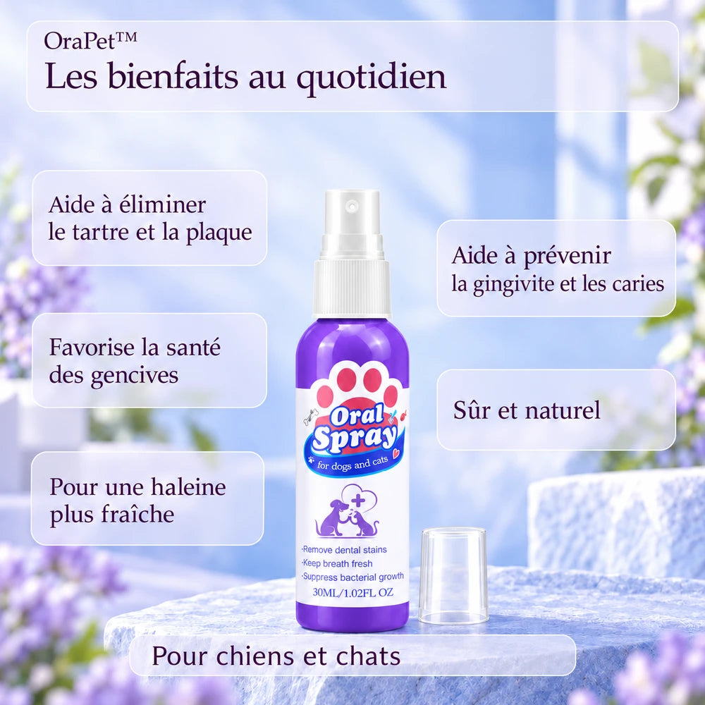 -50 % · OFFRE LIMITÉE · OraPet™ ·  Des dents et des gencives saines grâce au spray dentaire pour animaux !