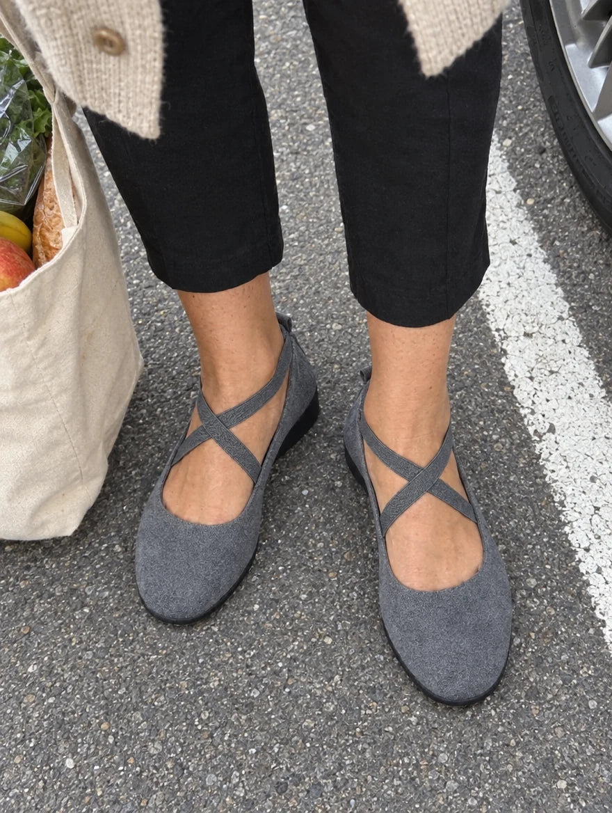 Photo cliente : ballerines Avela grises au supermarché