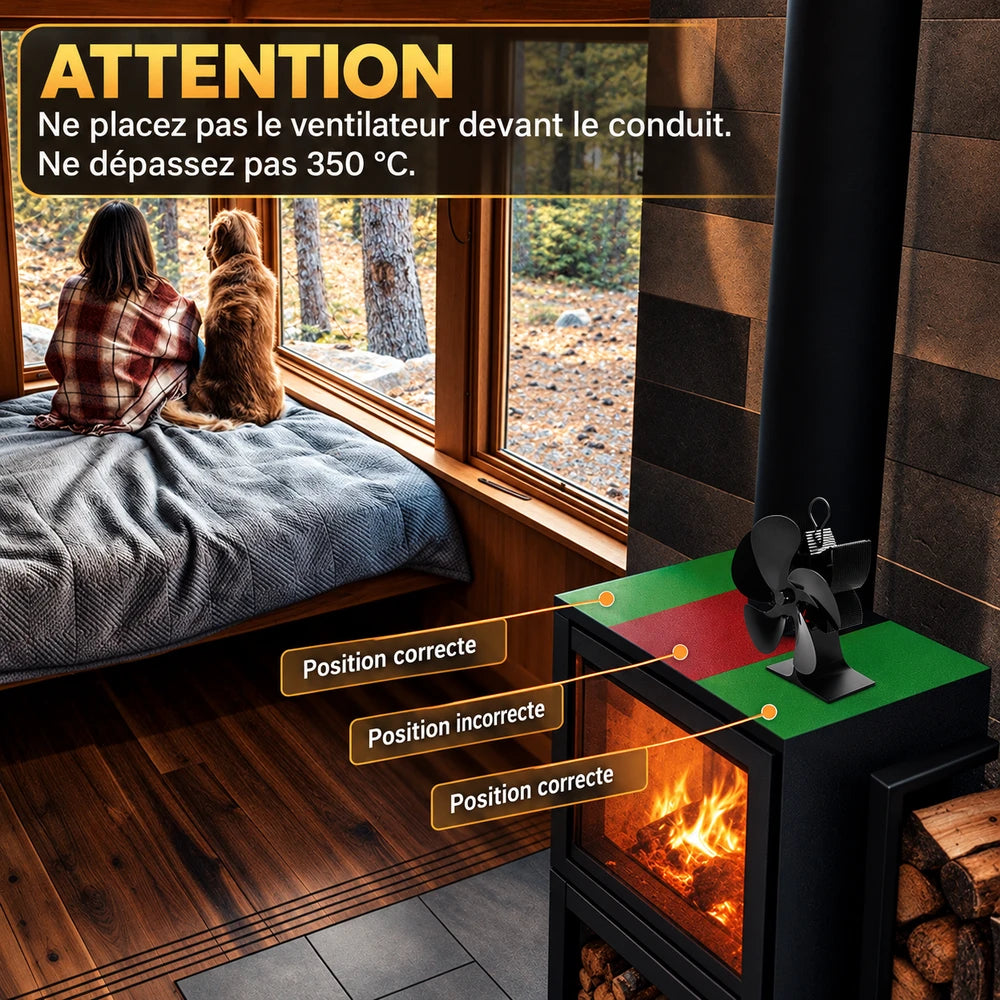 -50 % · OFFRE LIMITÉE · EcoFan™ · Ventilateur de cheminée à 4 pales