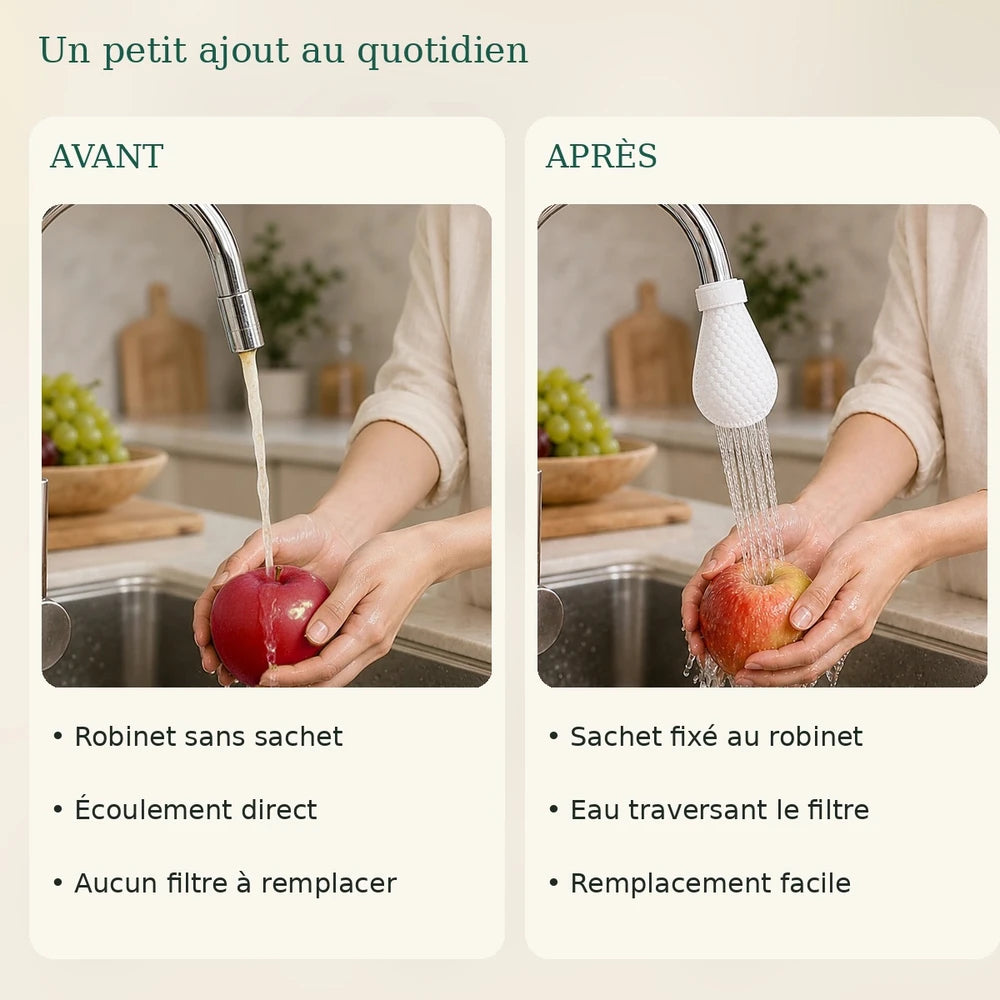 -50 % · OFFRE LIMITÉE · FreshTap™ · Filtre de robinet à clipser (50 pièces + 10 attaches)