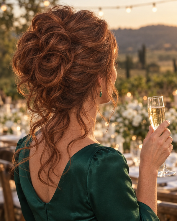 Une invitée de mariage porte le chignon Clip