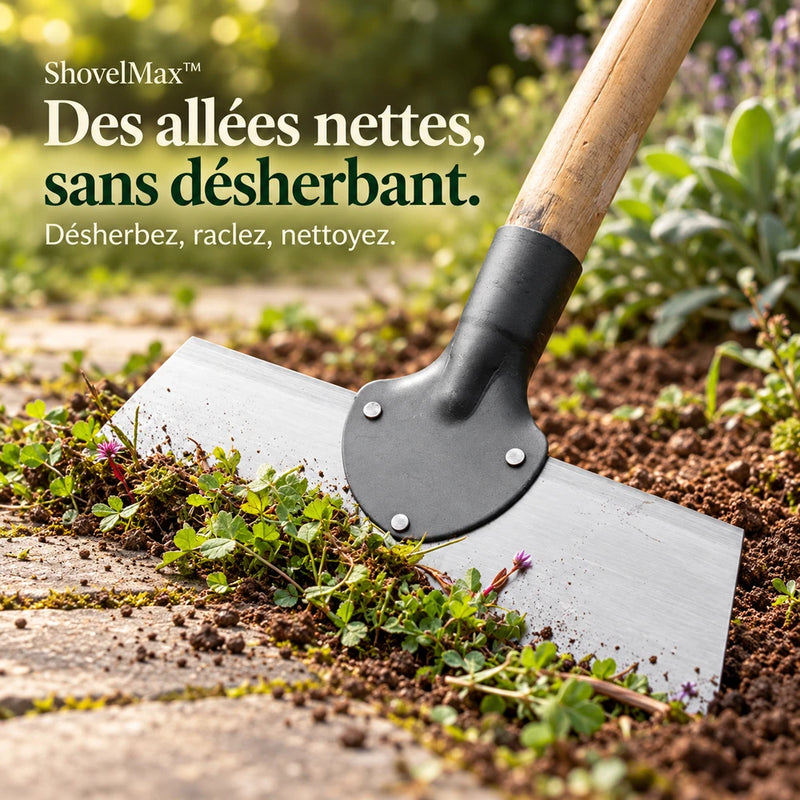 -50 % · OFFRE LIMITÉE · ShovelMax™ · Pelle de jardin multifonctionnelle