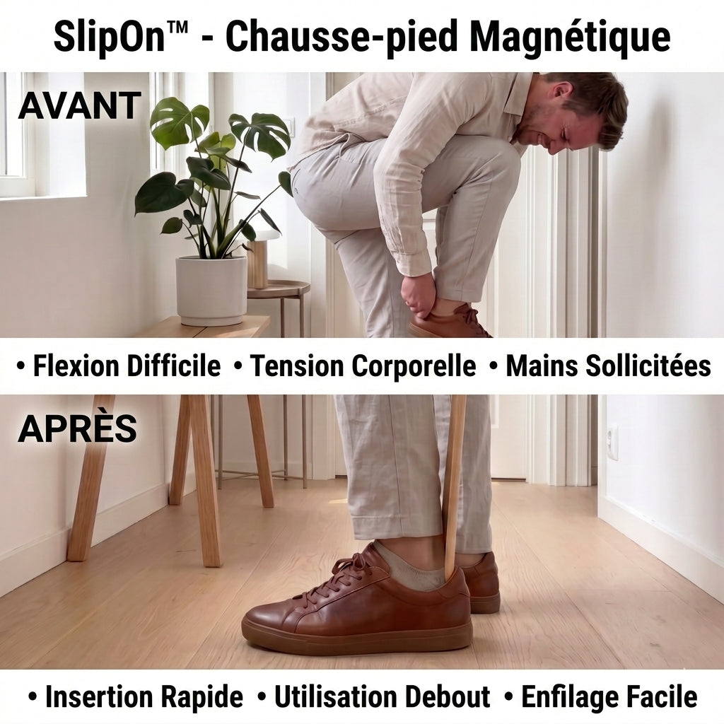 -50 % · OFFRE LIMITÉE · SlipOn™ · Chausse-pied magnétique