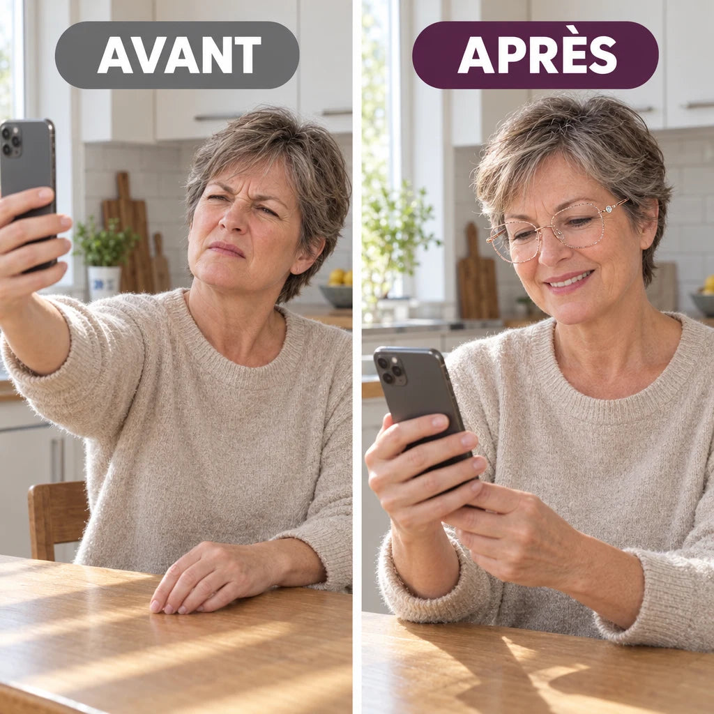 Avant et après : lire son téléphone à distance normale avec ChicVision