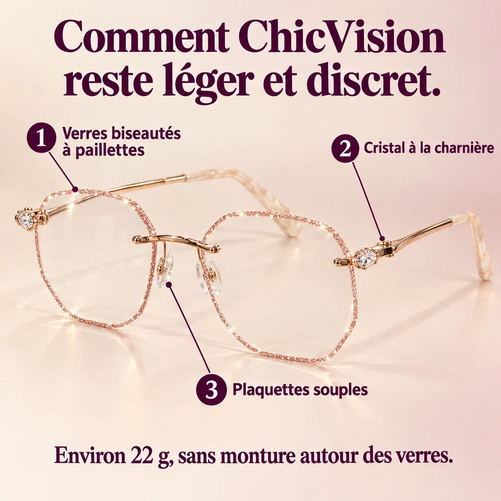 Comment ChicVision reste léger et discret : verres biseautés, cristal, plaquettes souples