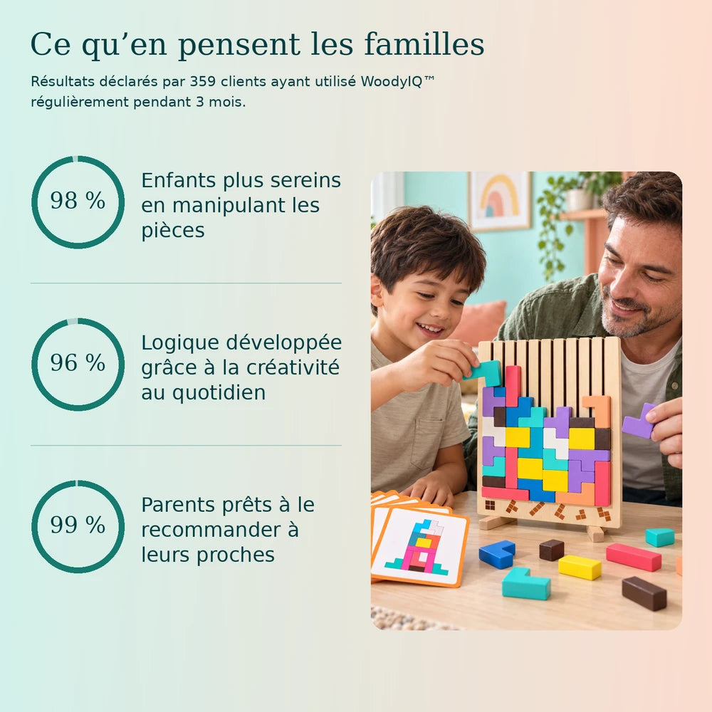 -50 % · OFFRE LIMITÉE · WoodyIQ™ · Quand le plaisir rencontre la concentration et la logique !