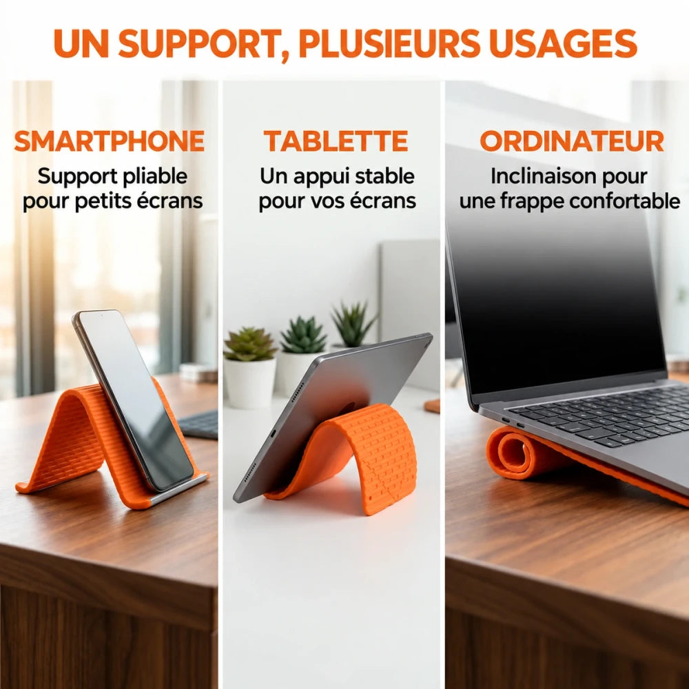 1+1 OFFERT · AUJOURD'HUI · OmniStand™ · Support pliable en silicone