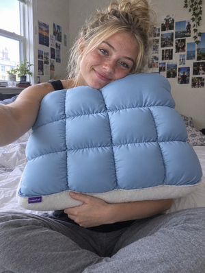 Photo cliente : selfie avec DreamPuff bleu bébé