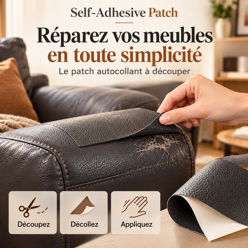 -50 % · OFFRE LIMITÉE · Self-Adhesive Patch · Patch de réparation en cuir