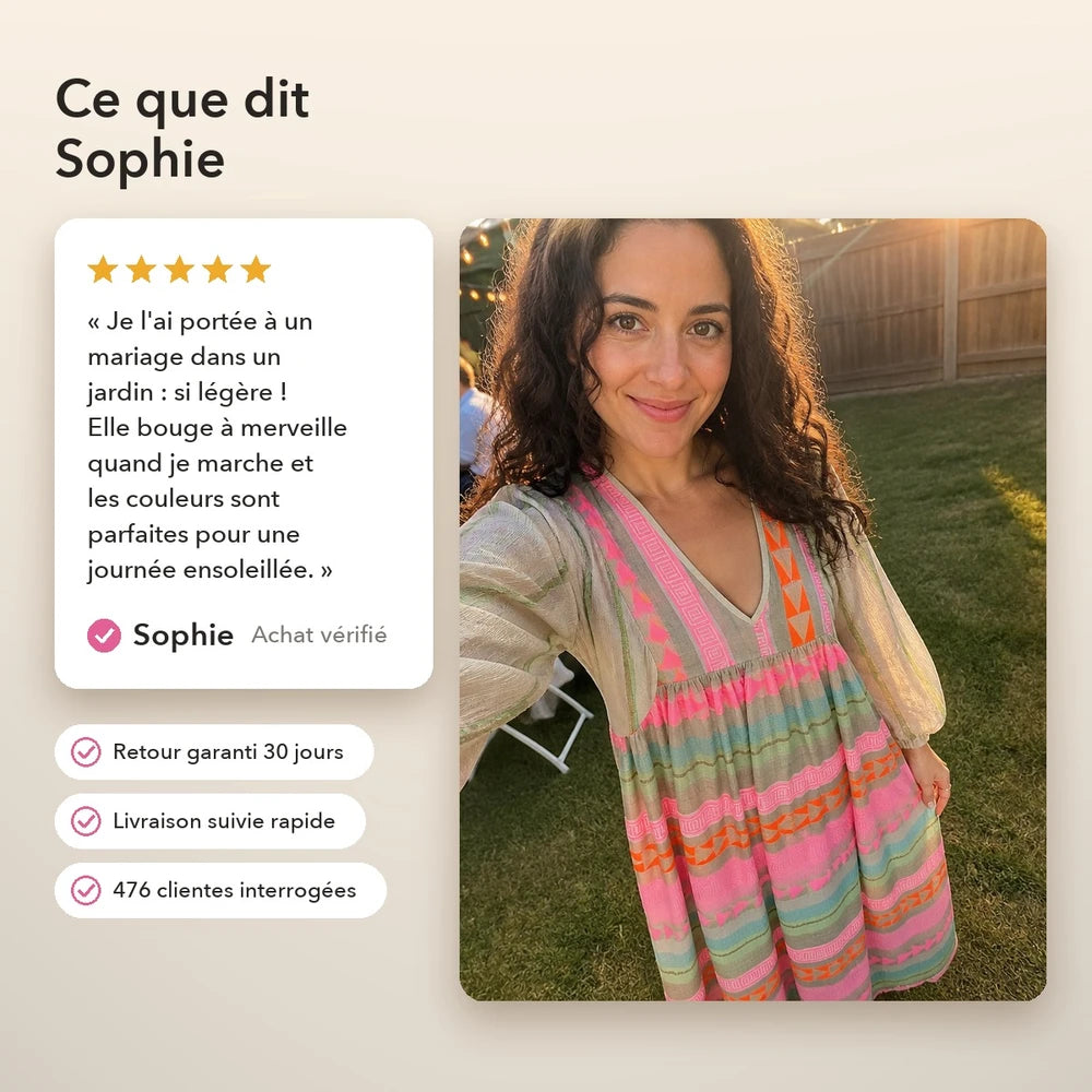 -50 % · OFFRE LIMITÉE · Odessa™ · Robe d’été colorée