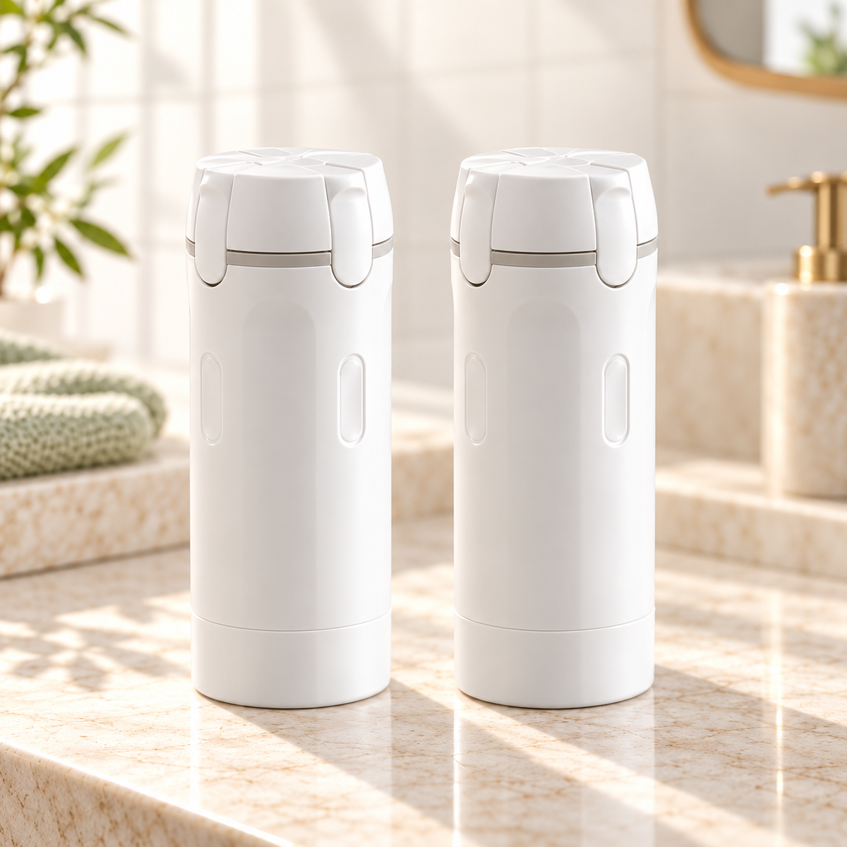 1+1 OFFERT · AUJOURD'HUI · QuadBott™ · 4-en-1 Flacons de voyage