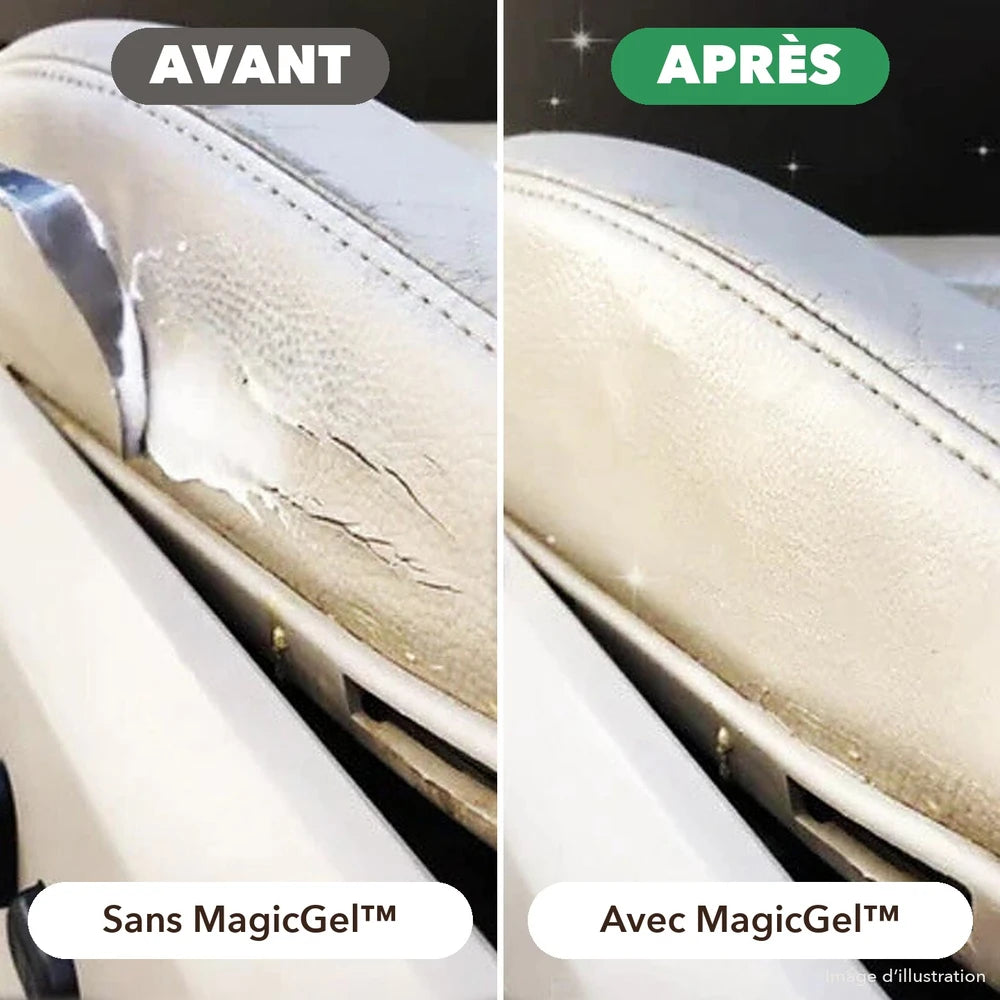 -50 % · OFFRE LIMITÉE · MagicGel™ · Répare instantanément le cuir abîmé !