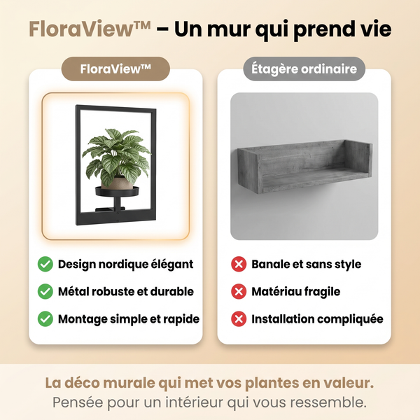 FloraView™ vs étagère ordinaire — comparatif