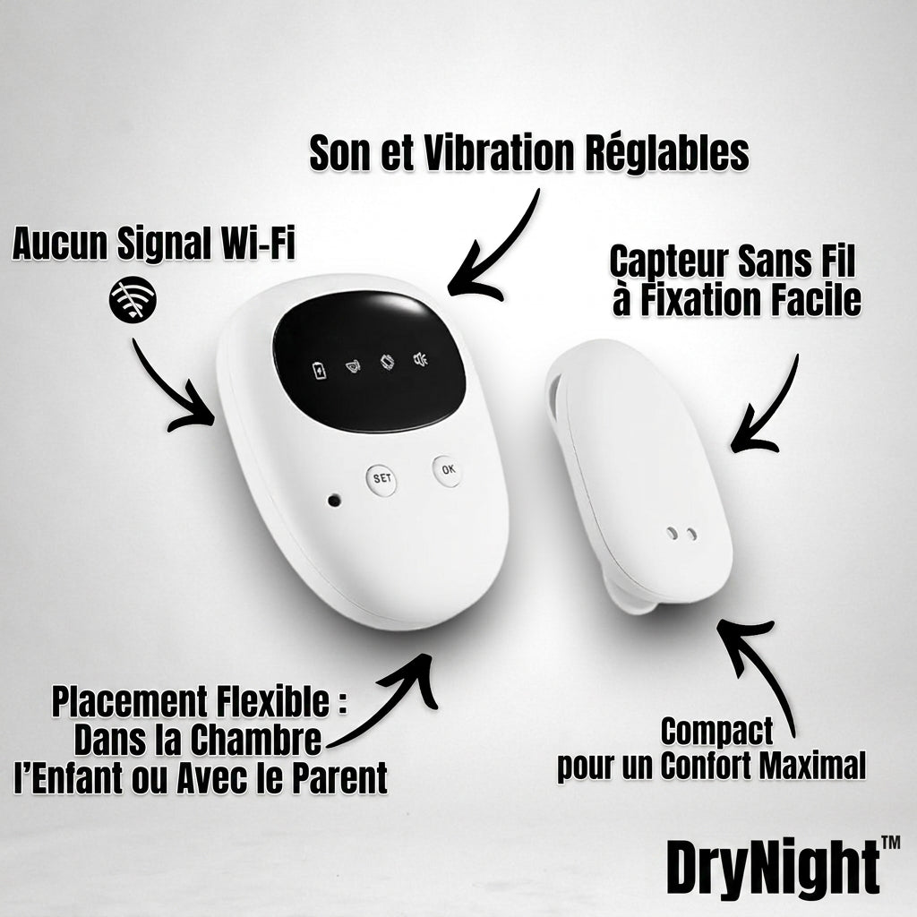 -50 % · OFFRE LIMITÉE · DryNight™ · Alarme anti-pipi au lit